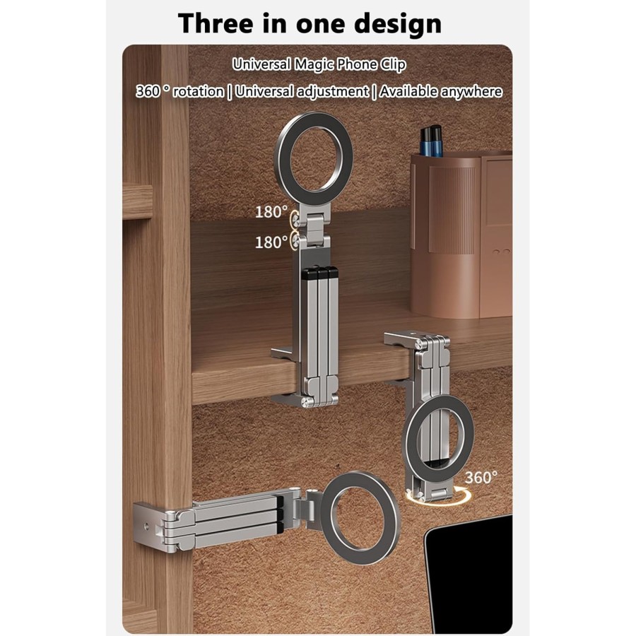 360 Rotating Aluminum Magnetic Phone Holder & Tripod Stand