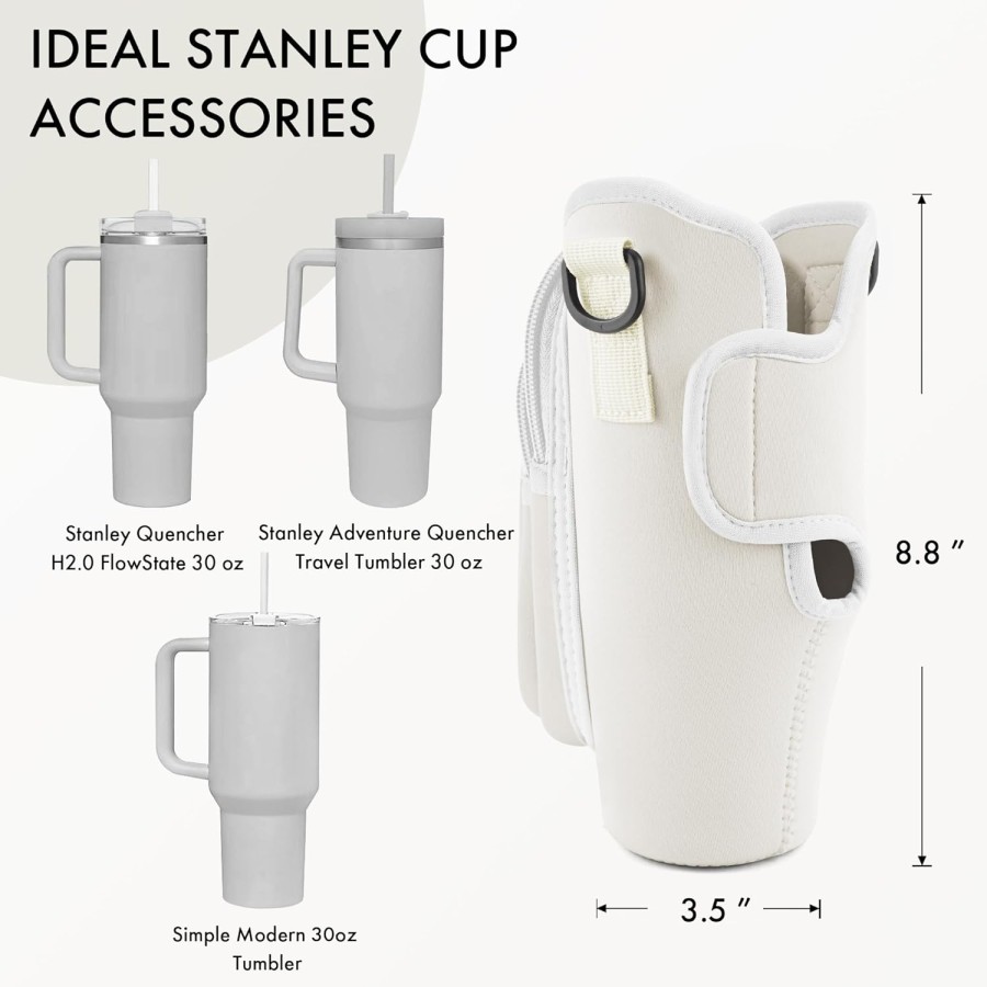 Stanley 30/40 oz Tumbler, Water Bottle Carrier Bag with Strap - Beige Stanley 30/40 oz Tumbler, Water Bottle Carrier Bag with Strap - Beige