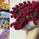 Crochet Flower Rose Bouquet Blanket Handmade - 3Pcs set Crochet Flower Rose Bouquet Blanket Handmade - 3Pcs set