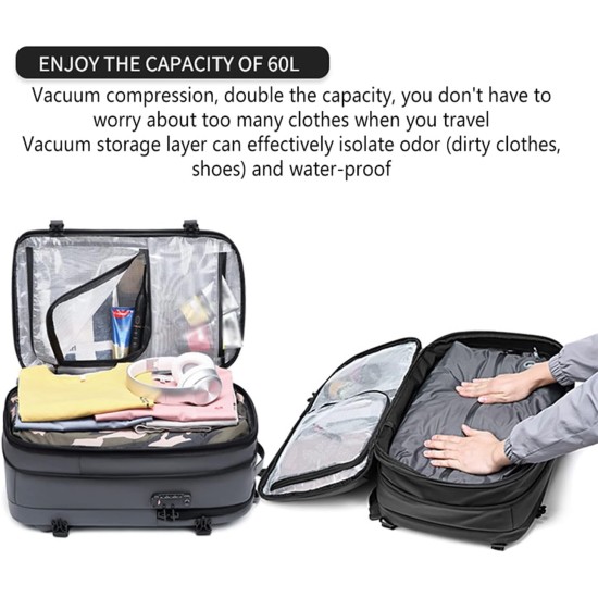 Travel Backpack with Vacuum Compression - Grey