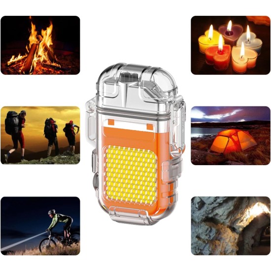 Wind and Water Resistant Transparent Electric Lighter with Flash Light