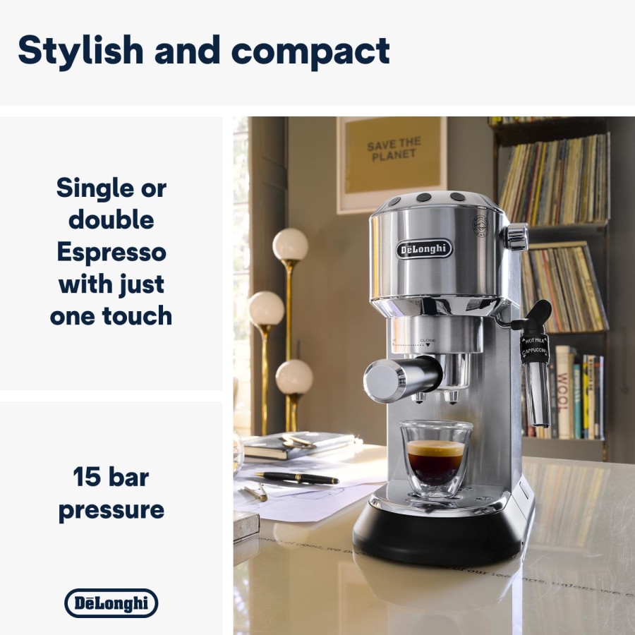 Delonghi Coffee Machine Dedica Style Manual Espresso Makers , Silver - EC685-M Delonghi Coffee Machine Dedica Style Manual Espresso Makers , Silver - EC685-M