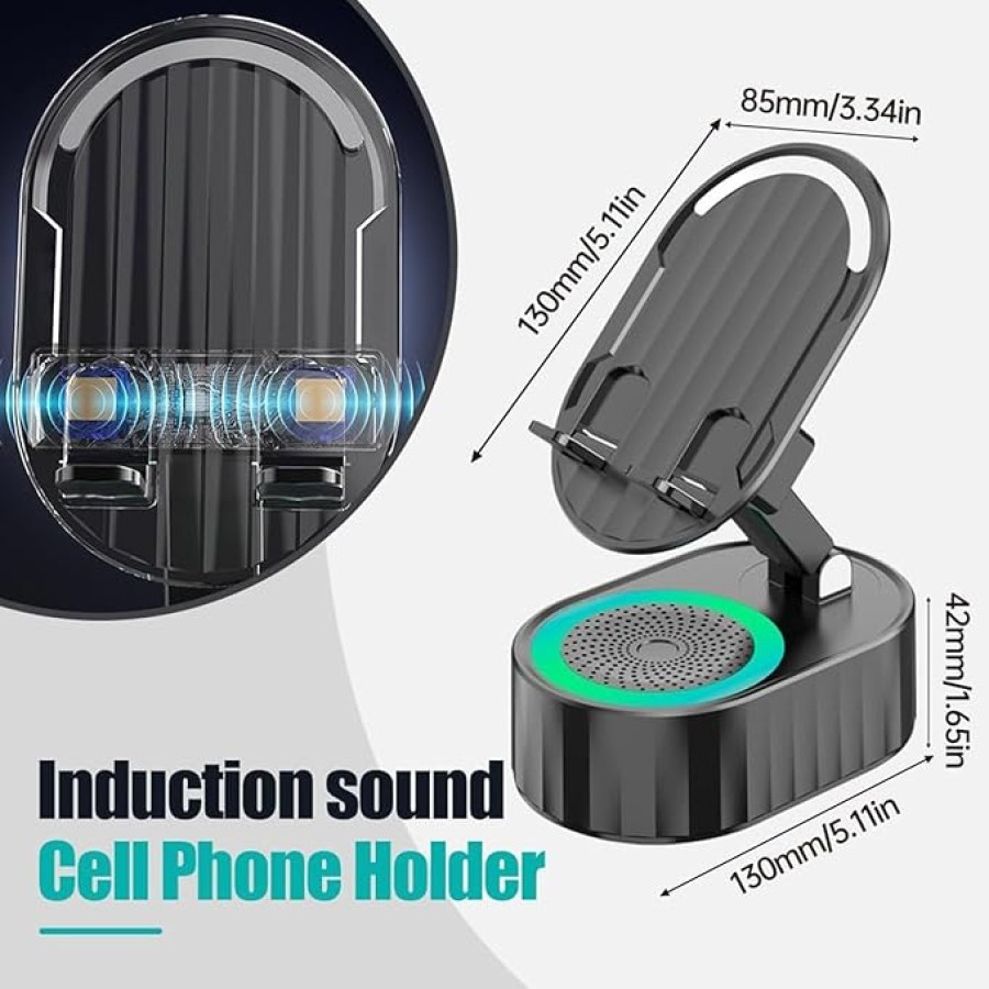2-in-1 Bluetooth Audio Power Bank Stand – 300° Rotating & Folding Phone Holder