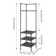 Corner Clothes Hanger with Three Multifunctional Fabric Storage Shelves
