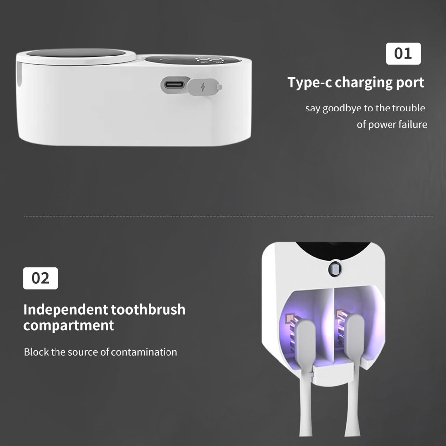 Rechargeable UV Toothbrush Sanitizer & Wall Holder Rechargeable UV Toothbrush Sanitizer & Wall Holder
