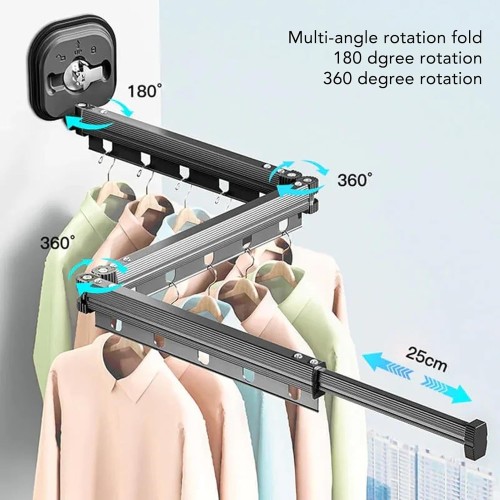 3 Fold Retractable Suction Cup Clothes Foldable Drying Rack