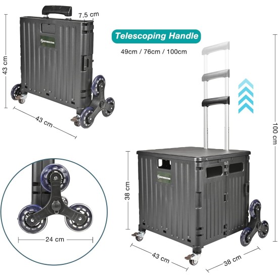 65L Folding Shopping Cart, with Wheels