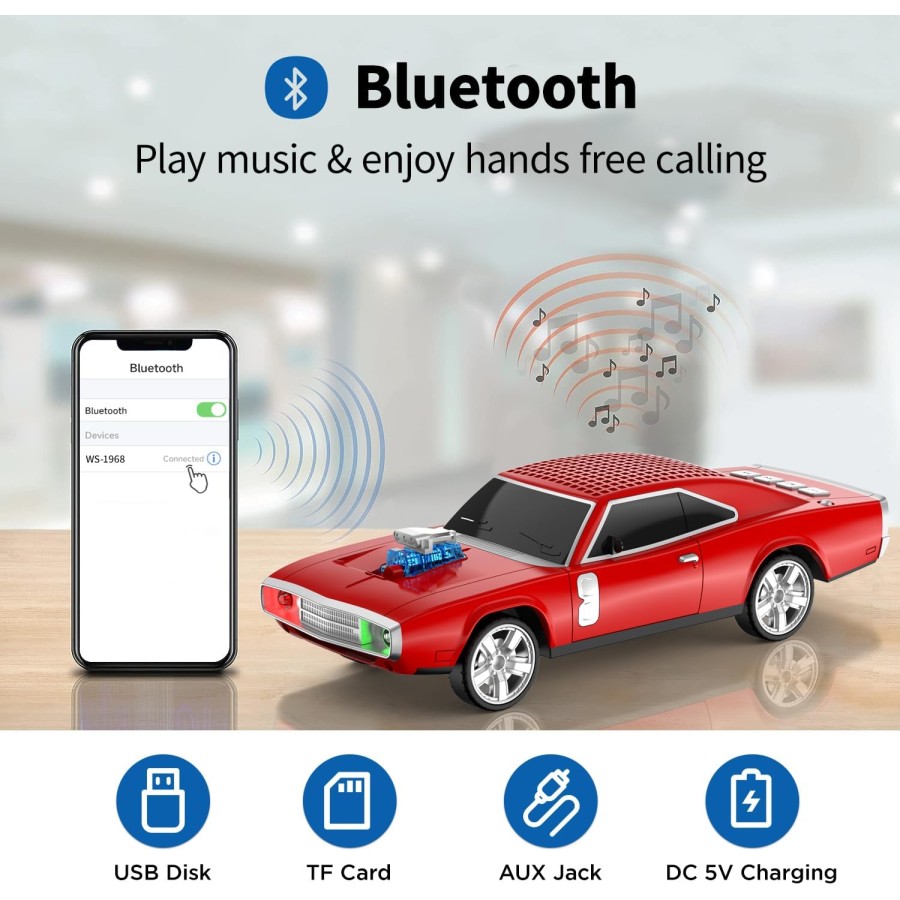  BENBOAR 1968 Retro Ride Bluetooth Car Speaker - Red