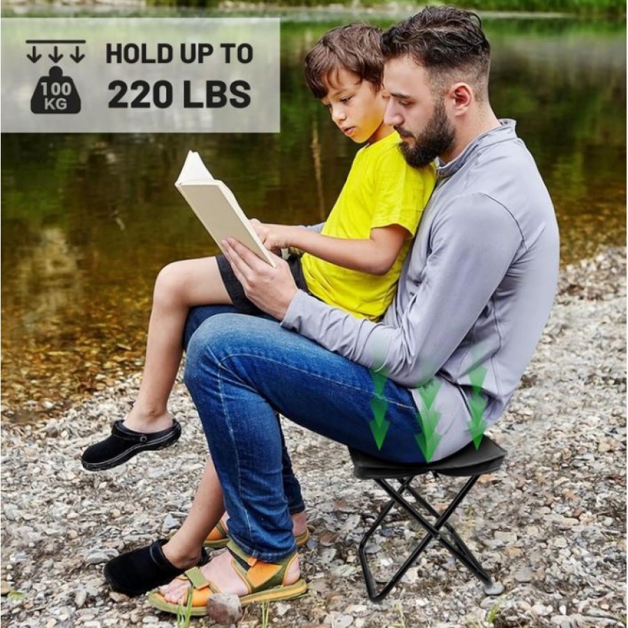 Portable Folding Camping Zipper Stool Chair - Black