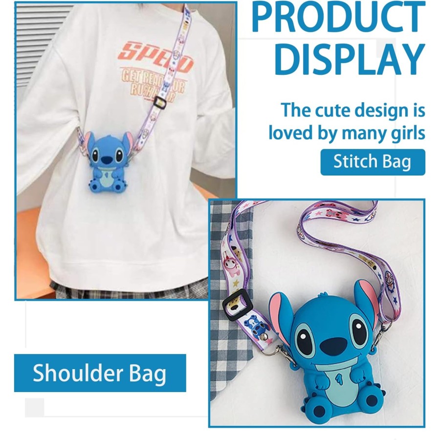 Kawaii Blue Stitch Silicon Bag - 13cm