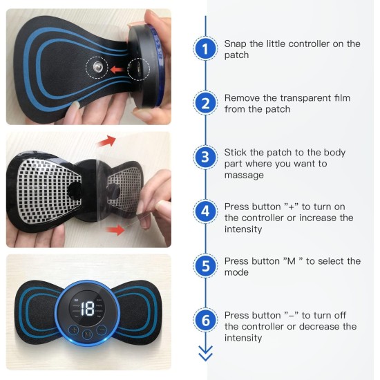 EMS Mini Butterfly Massager with 8 Modes