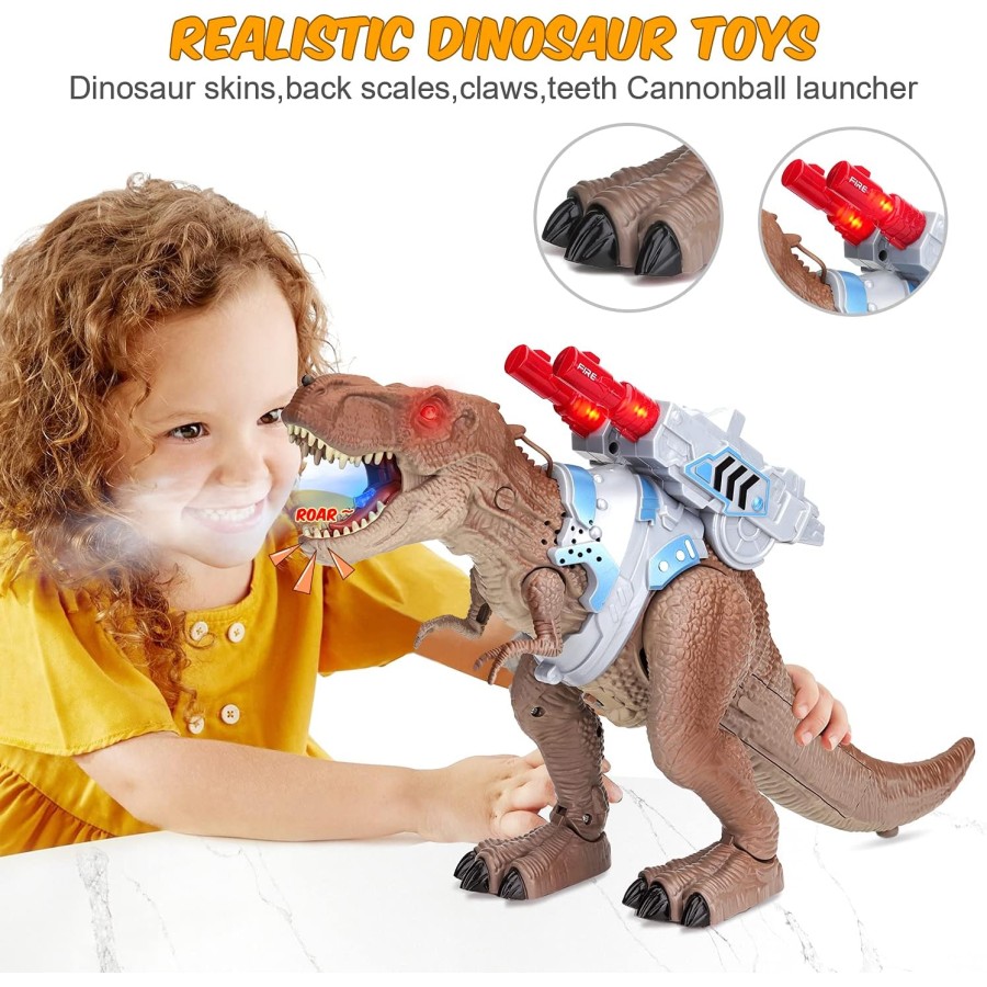 Interactive Dinosaur Toy with Walking, Roaring, and LED Light