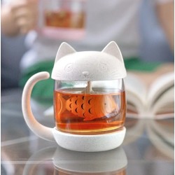 Cute Cat Glass Cup Tea Mug With Fish Tea Infuser Strainer Filter Cute Cat Glass Cup Tea Mug With Fish Tea Infuser Strainer Filter