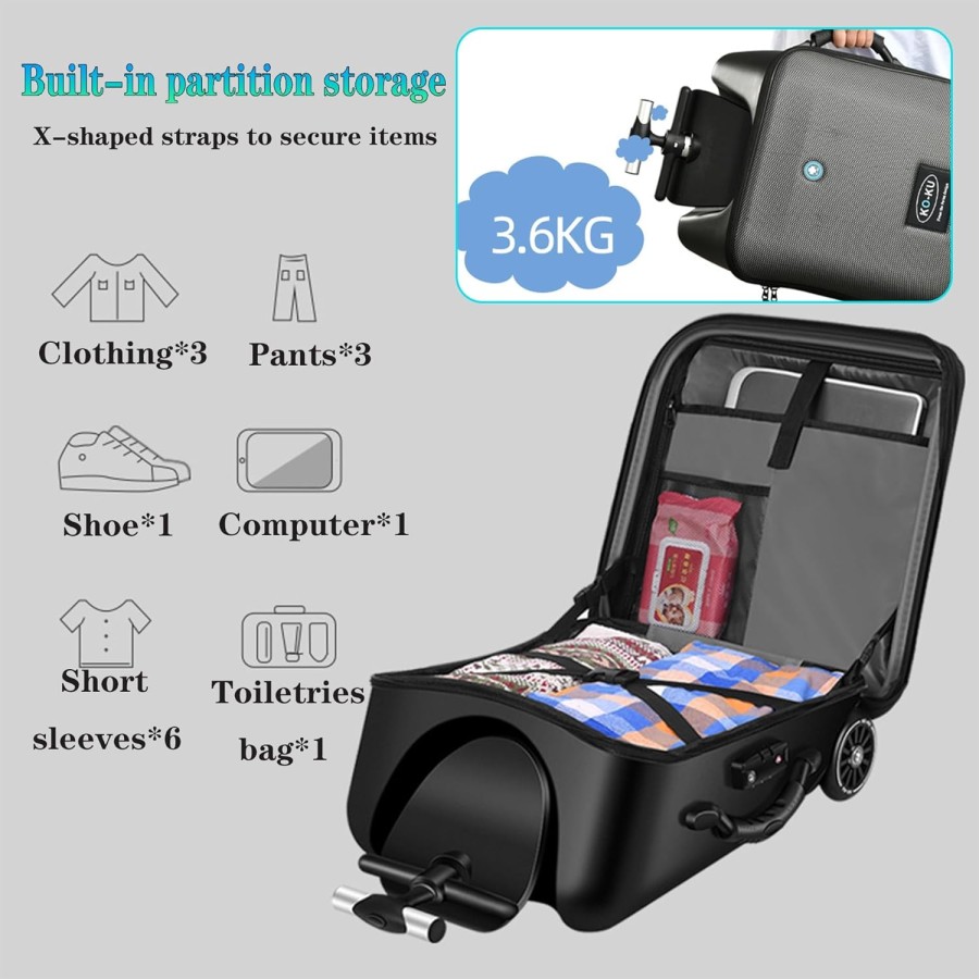 2-in-1 Children Ride-On Suitcase Luggage Travel Bag - Grey