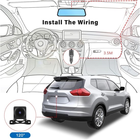 9.66 Inch IPS Touchscreen Rear View Mirror Camera - 1080P Car Cameras Front and Rear