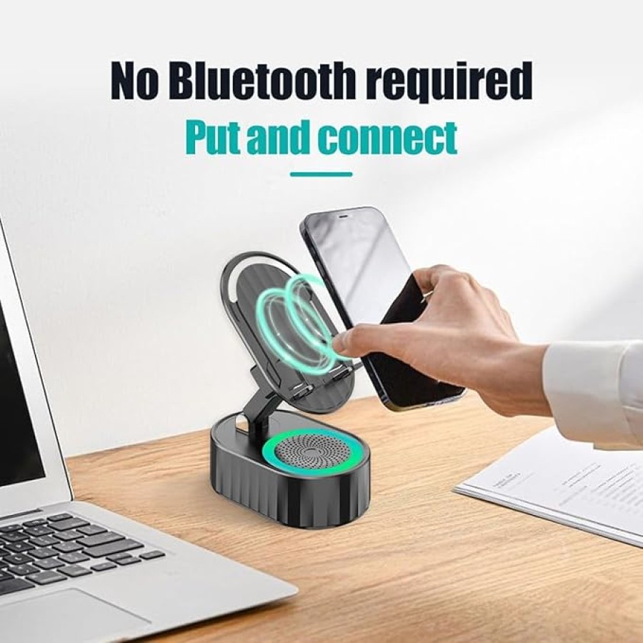 2-in-1 Bluetooth Audio Power Bank Stand – 300° Rotating & Folding Phone Holder