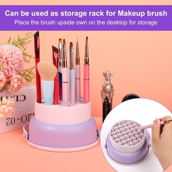 3 in 1 Silicone Makeup Brush Cleaner Bowl with Brush Drying