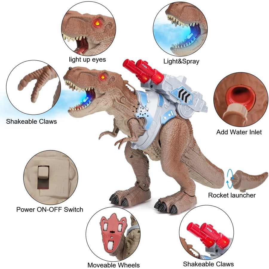 Interactive Dinosaur Toy with Walking, Roaring, and LED Light