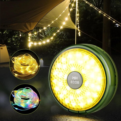 Retractable LED String Tent Decor Camping Lights - Warm light/RGB