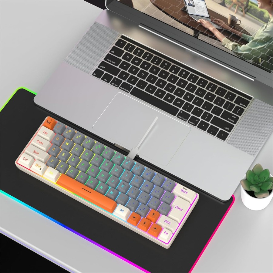 SUNNYSEE K61 Mechanical Keyboard in White - Blue Switch