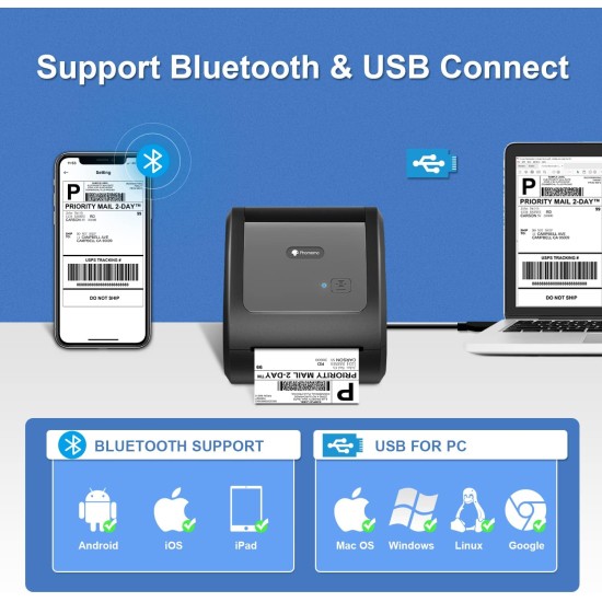 Phomemo D520-BT Bluetooth Thermal Printer, 4x6 Shipping Label Printer