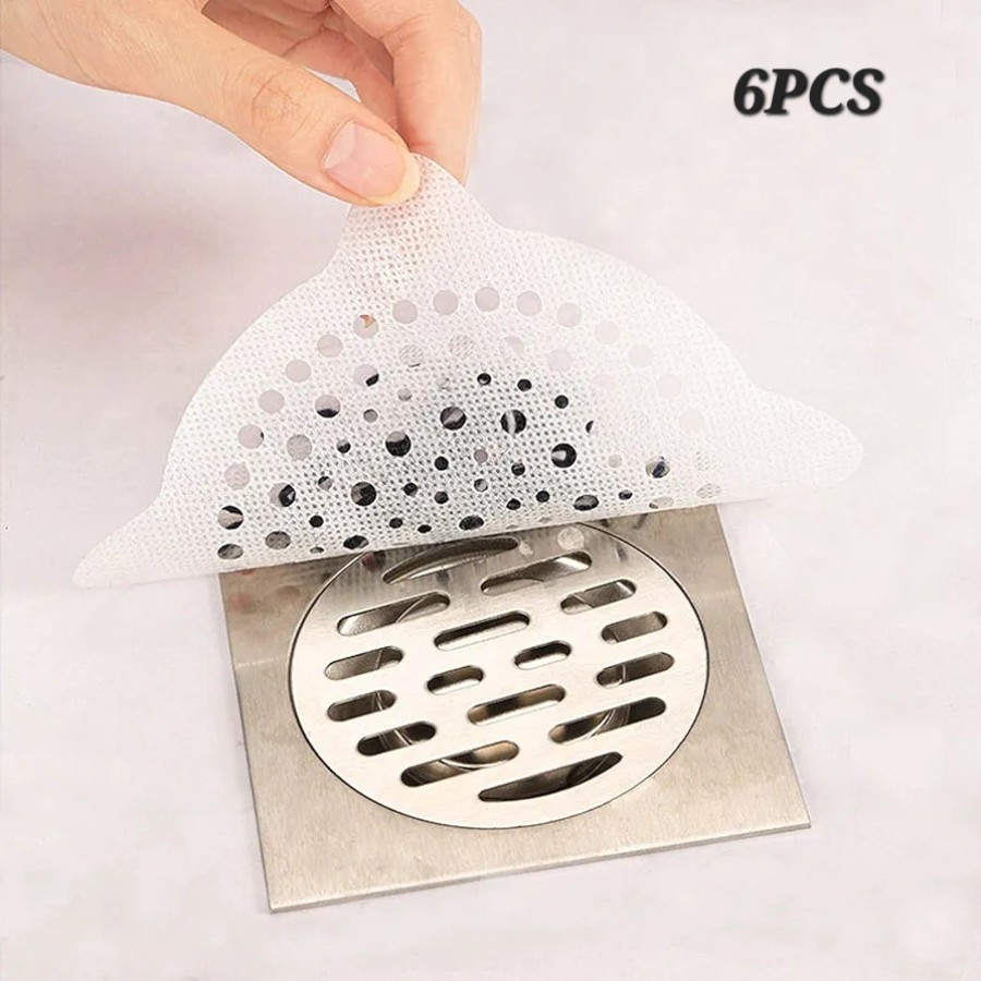 6PCs Drainage Hair Catcher  Prevent Bathroom Net Cover