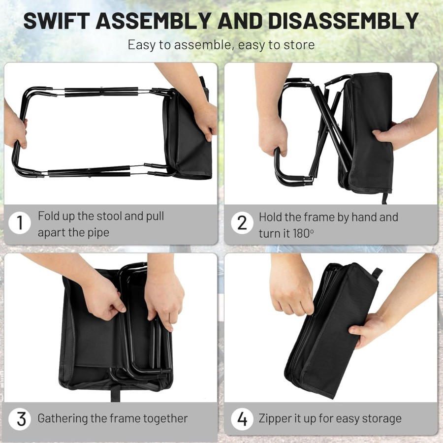Portable Folding Camping Zipper Stool Chair - Black Portable Folding Camping Zipper Stool Chair - Black