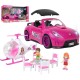 TeganPlay Doll Car Playset for Girls with Helicopter Dining Table Set 2 Figurines with Lights and Sounds