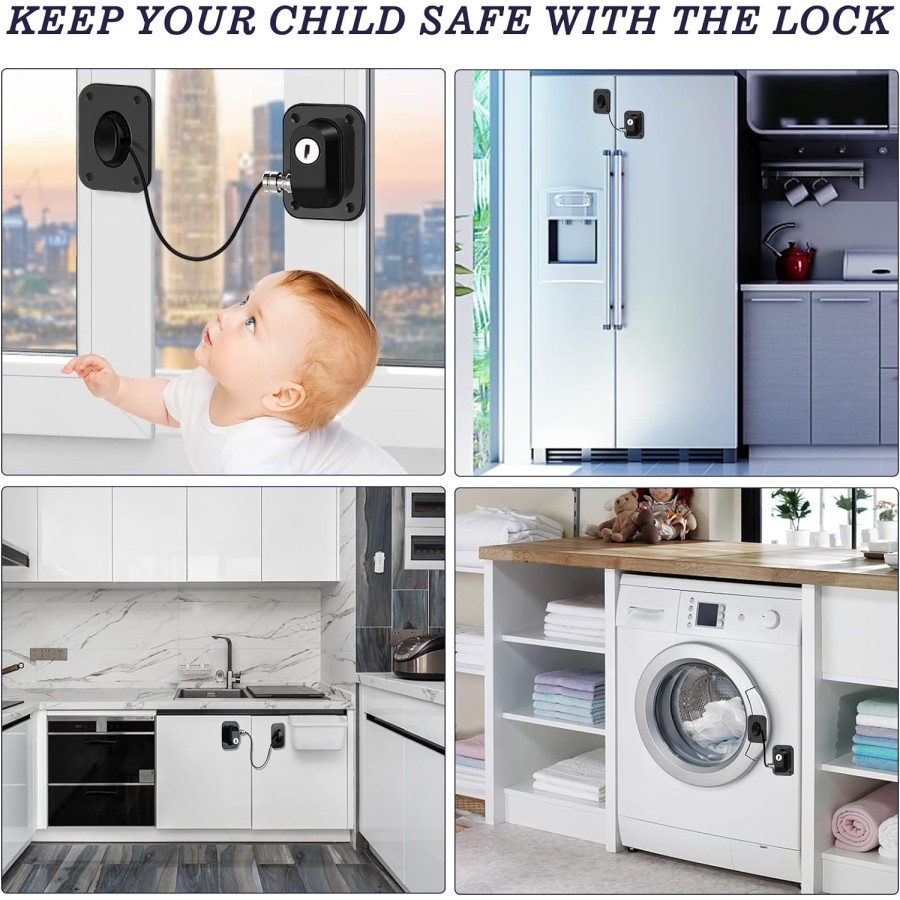 Child Safety Cable Window & Refrigerator Lock