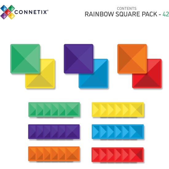 Connetix Tiles Rainbow Square Pack 40pc