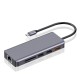 Porodo 9in1 USB-C Hub Type-C PD 100W HDMI Ethernet USB SD Card 3.5mm Aux - Grey