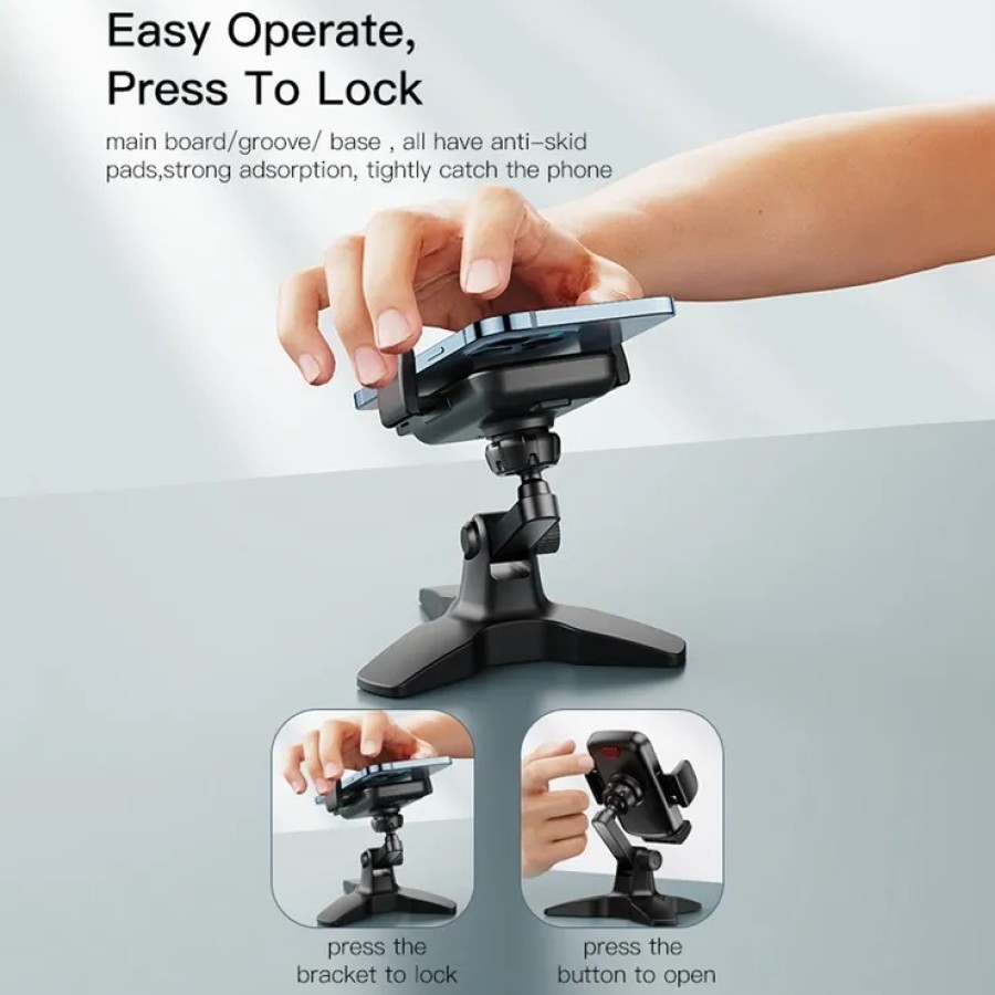 YESIDO Universal Phone Holder Clip Adjustable Desktop Mobile Phone Tripod Stand