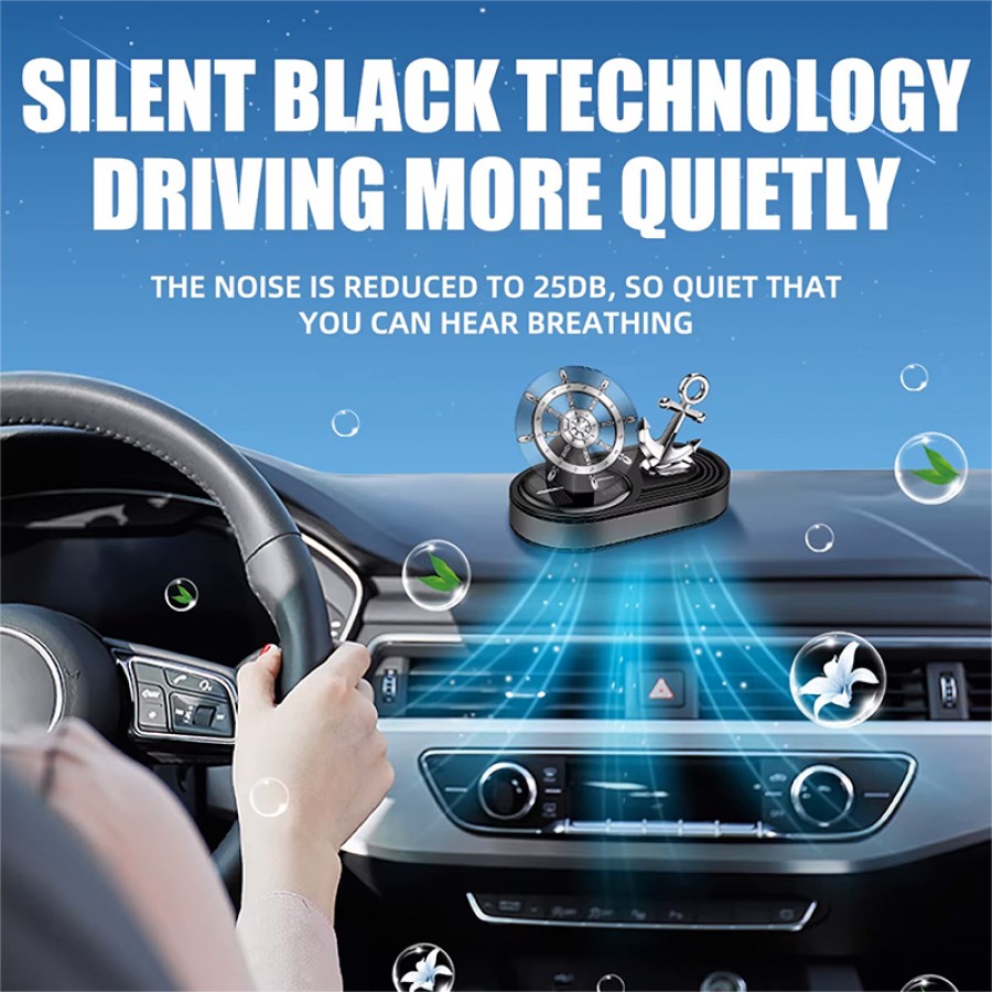 Ship Anchor Solar Rotating Car Air Freshener Dashboard Decor