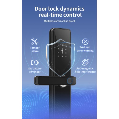 Smart Keyless Entry Lock  Fingerprint, Pass code, key card, Mobile App (Wifi & Bluetooth)