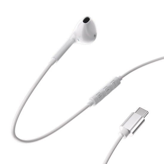 Powerology Mono USB-C Earphones 1.2M - White