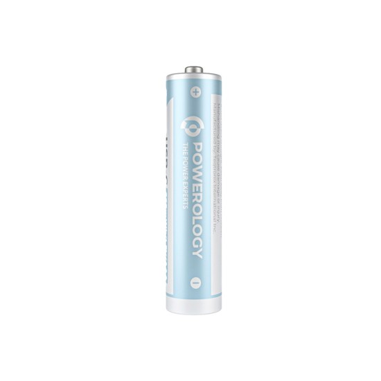 Powerology 1.5V Type-c Rechargeable Lithium-ion Battery AAA Battery 660mWh 4pcs per Pac