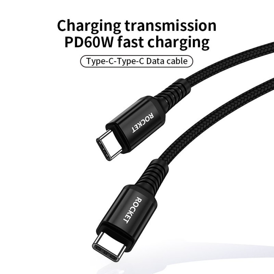 Rocket CA19 Data Sync + Chargiing Type C to Type C Cable 1.2m