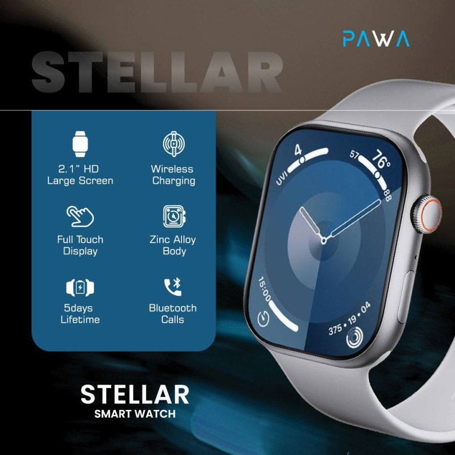 Pawa Stellar Smart Watch With Double-Tap Function - Silver