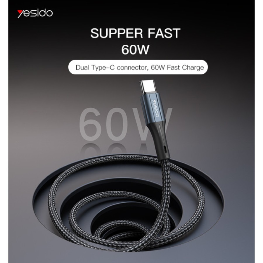 Yesido CA96 1.2M 60W Nylon Braided Fast Charging Type-C to Type-C
