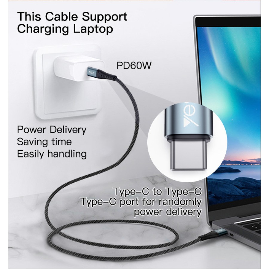 Yesido CA67 2Meter PD 60W Fast Charging Type-C to Type-C