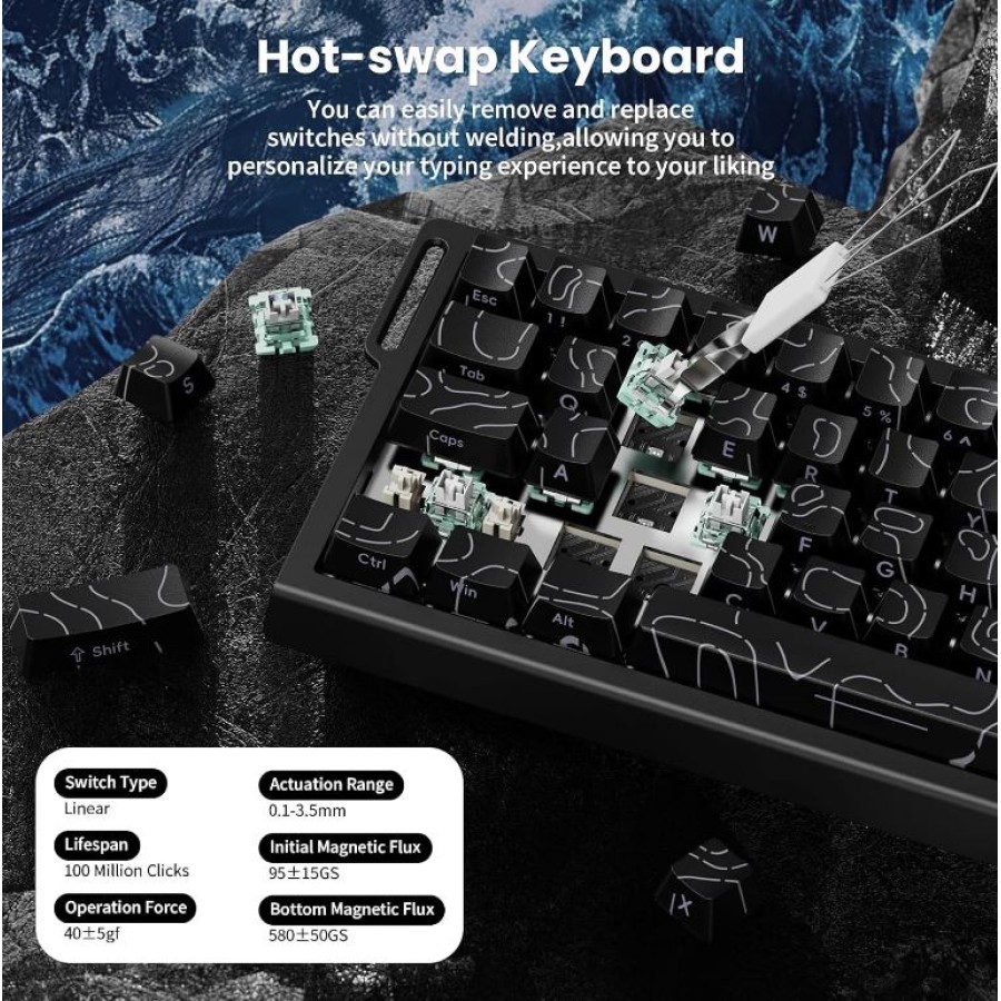 ATTACK SHARK X68 HE Rapid Trigger Mechanical Keyboard - Black