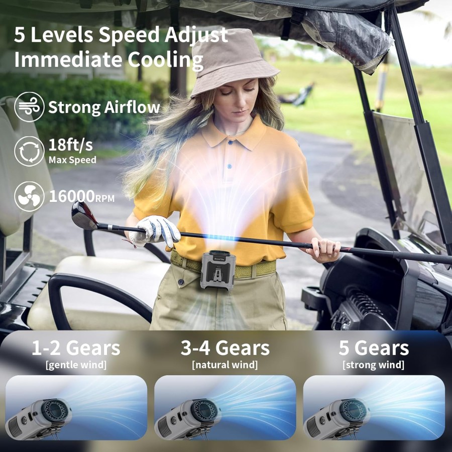 Portable Waist Fan Clip on Wearable Belt 10000mAH