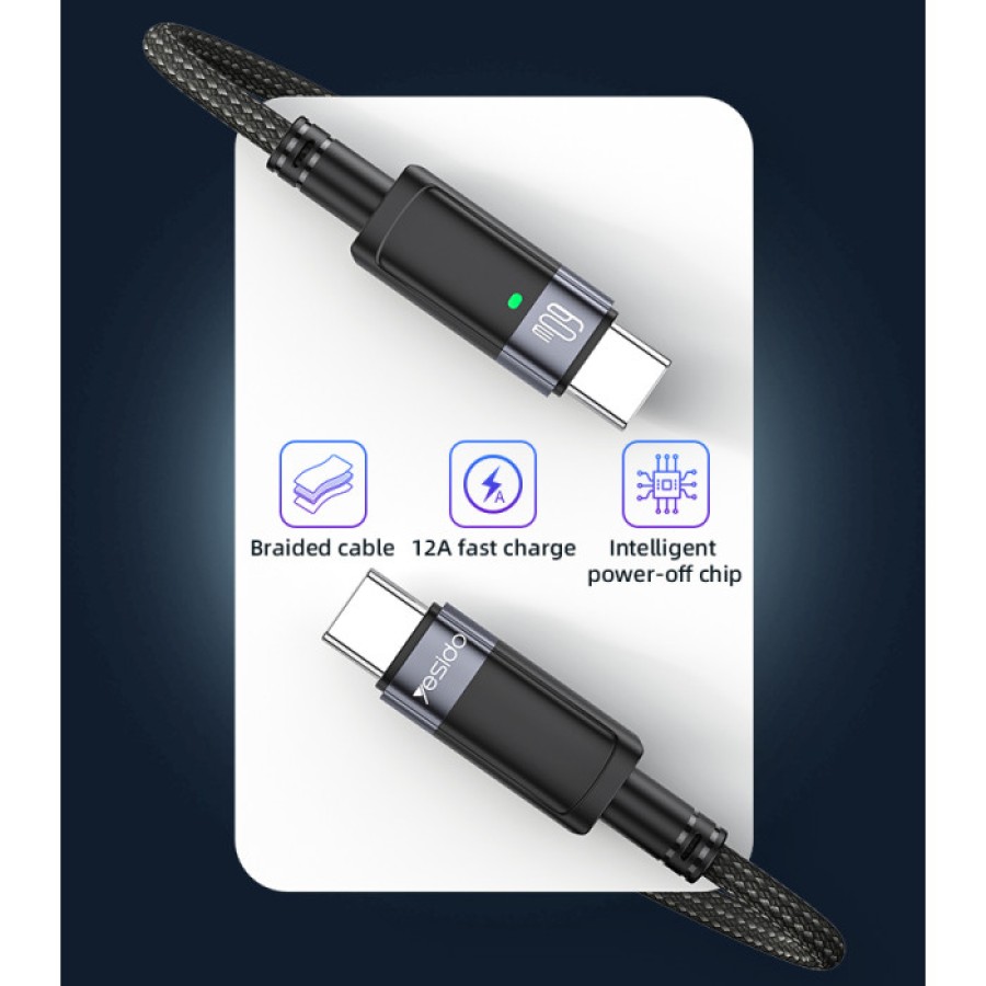 Yesido CA160 1.2m Aluminum Alloy Shell 60W Fast Charging Type-C To Type-C
