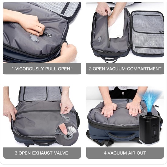 Travel Backpack with Vacuum Compression - Grey