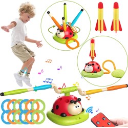 Multifunctional 3-in-1 Rocket Launcher Toy with Music & Ring Toss