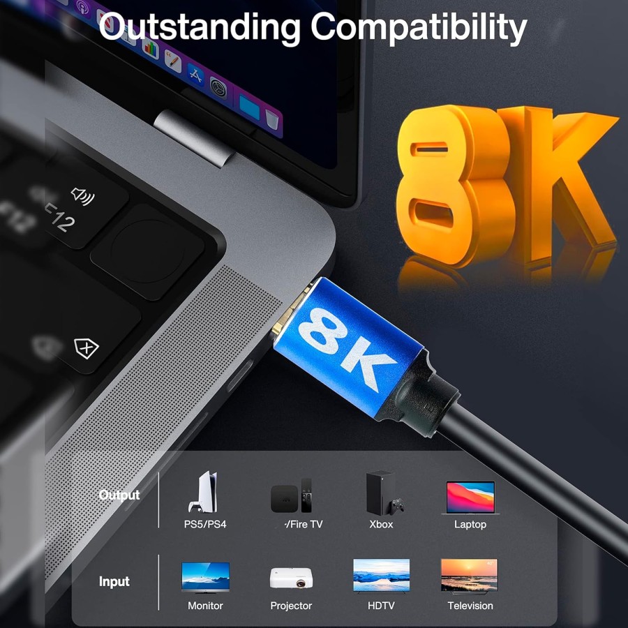  8K HDMI Cable Cord 2.1 High Speed 48Gbps -1.8m