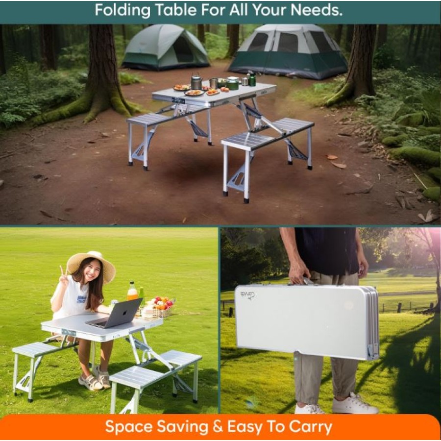 Folding All-in-One Aluminium Table & Chair ( For 4 Person)