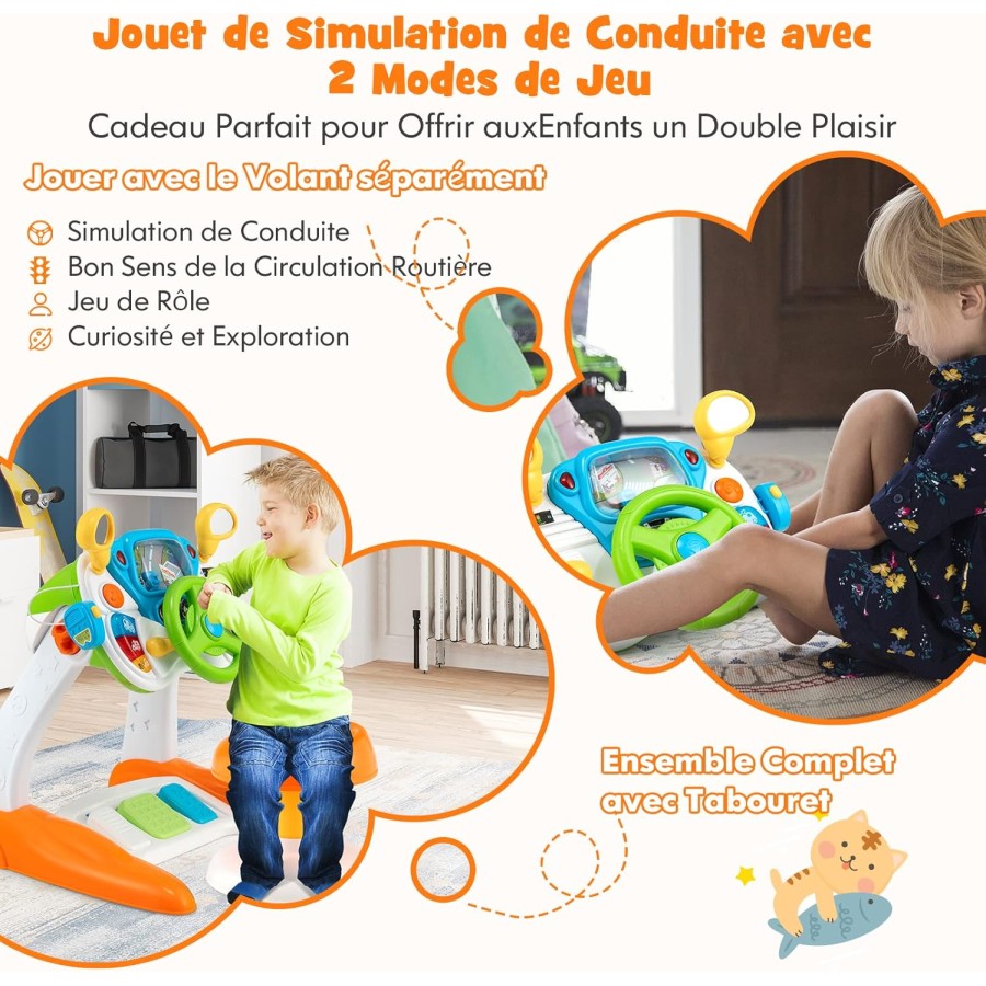 COSTWAY Kids Driving Simulator with Stool COSTWAY Kids Driving Simulator with Stool