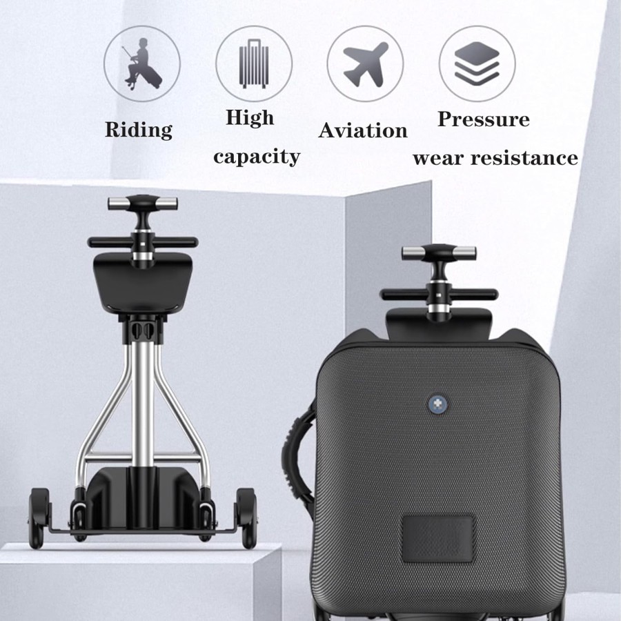 2-in-1 Children Ride-On Suitcase Luggage Travel Bag - Grey