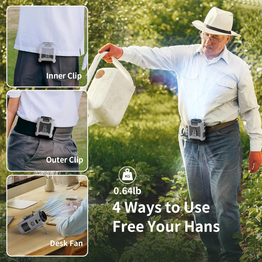 Portable Waist Fan Clip on Wearable Belt 10000mAH